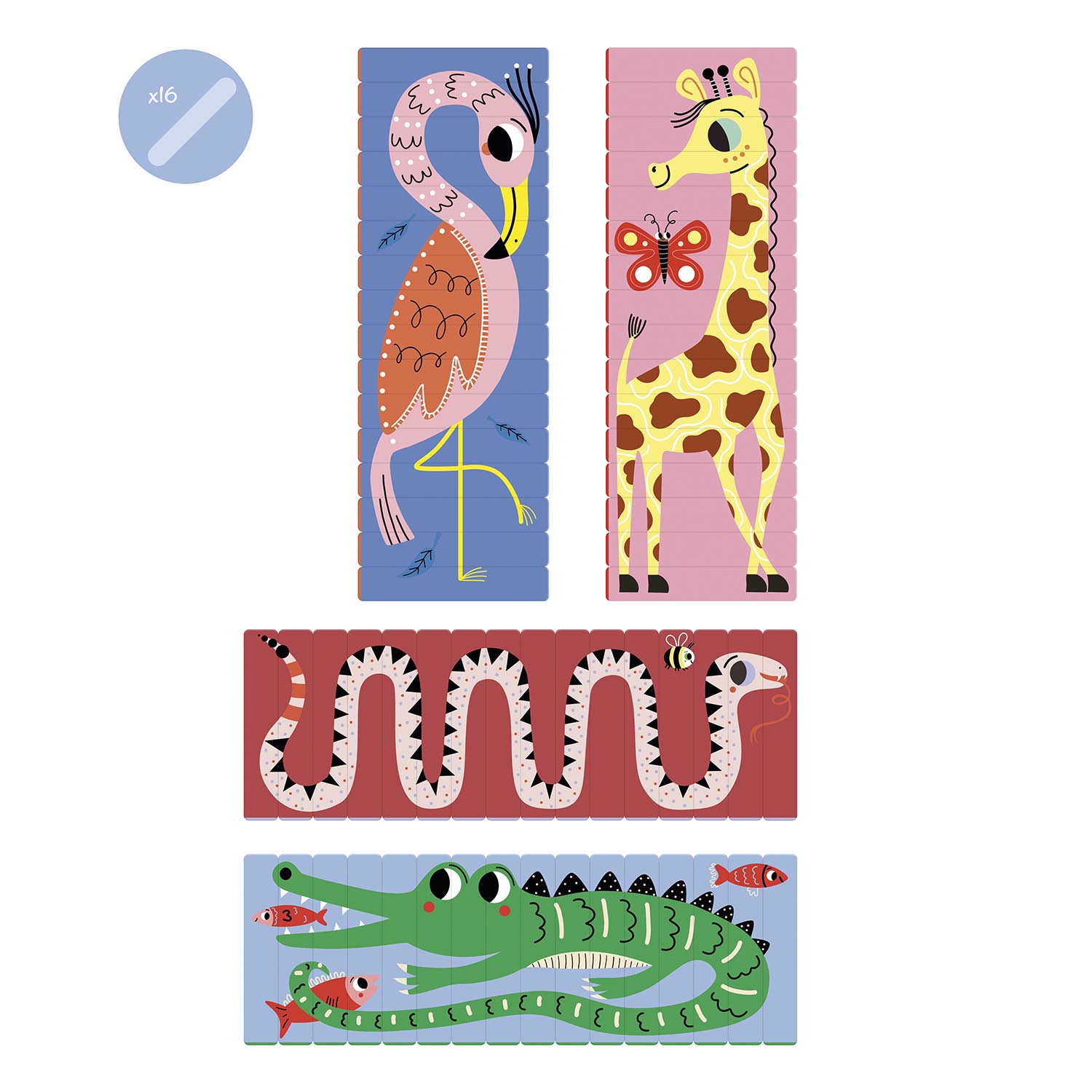 Puzzle Educativo Avenue Mandarine Construye 6 Animales de la Sabana – 12 Palos de Madera – 4 a 6 Años - Imagen 4