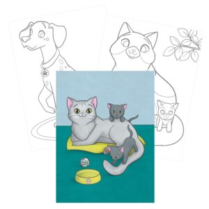 Alternative view of Libro de Colorear Avenue Mandarine Mamá y Bebé Animales Domésticos 24 Hojas 12 Diseños