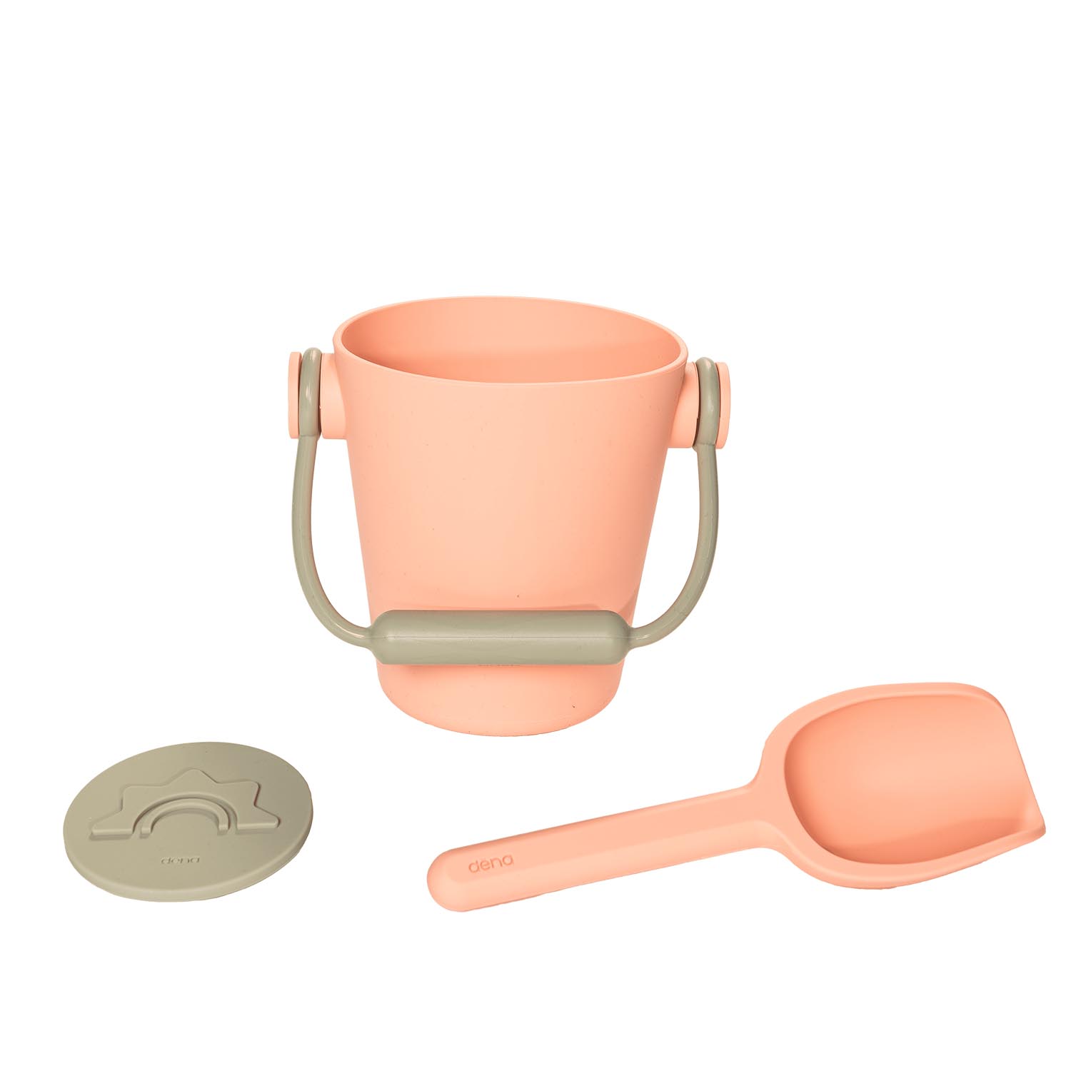 dëna balde y pala rosado de silicona