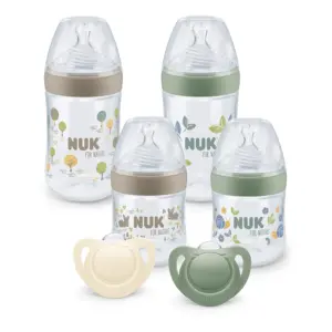 Set Perfect Nuk for Nature - Incluye 4 Biberones, 1 Chupete de Silicona y Tetinas Anticólicos
