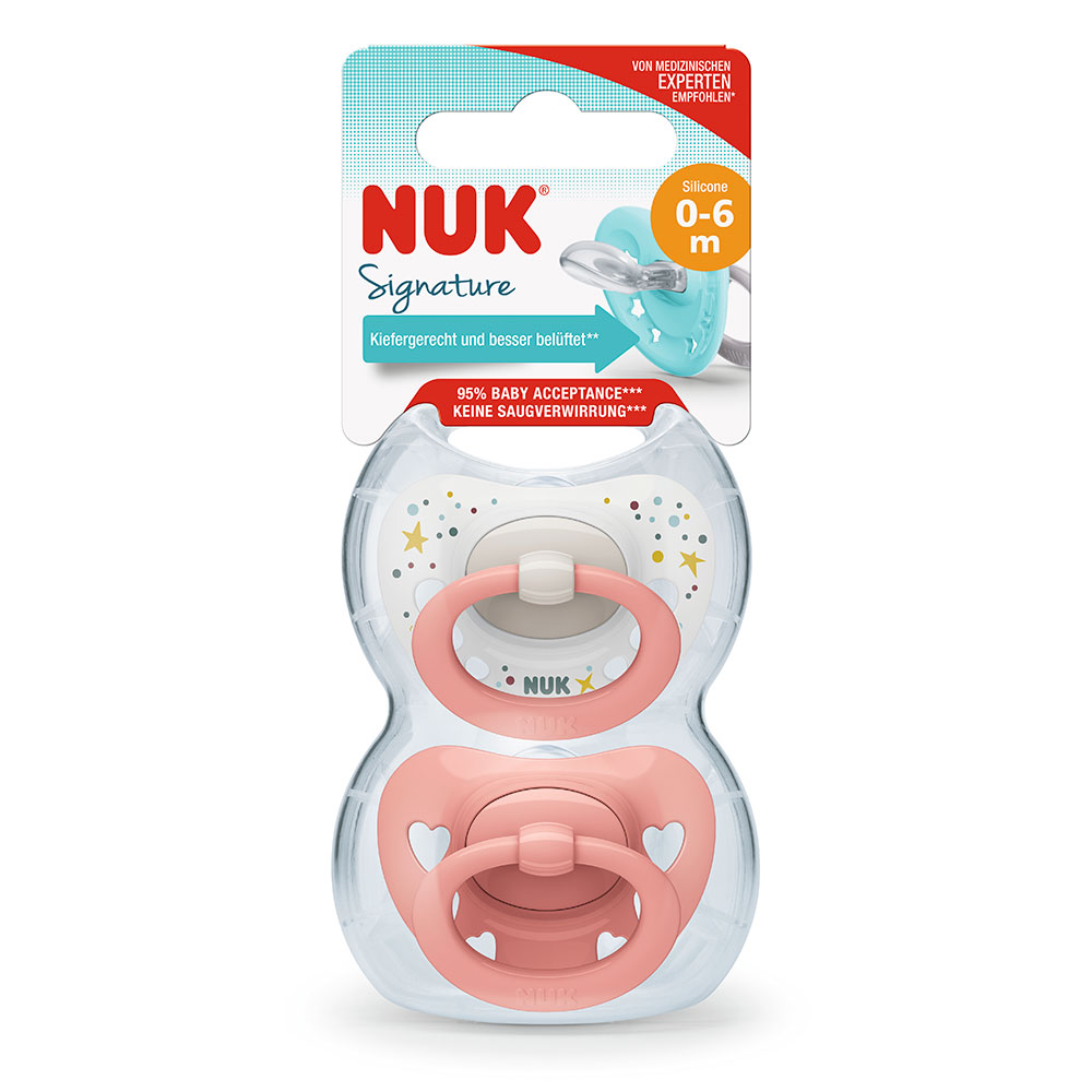 Chupete de Silicona Signature Nuk Rosado 2 Unidades Talle 1 – 0 a 6 meses - Imagen 2