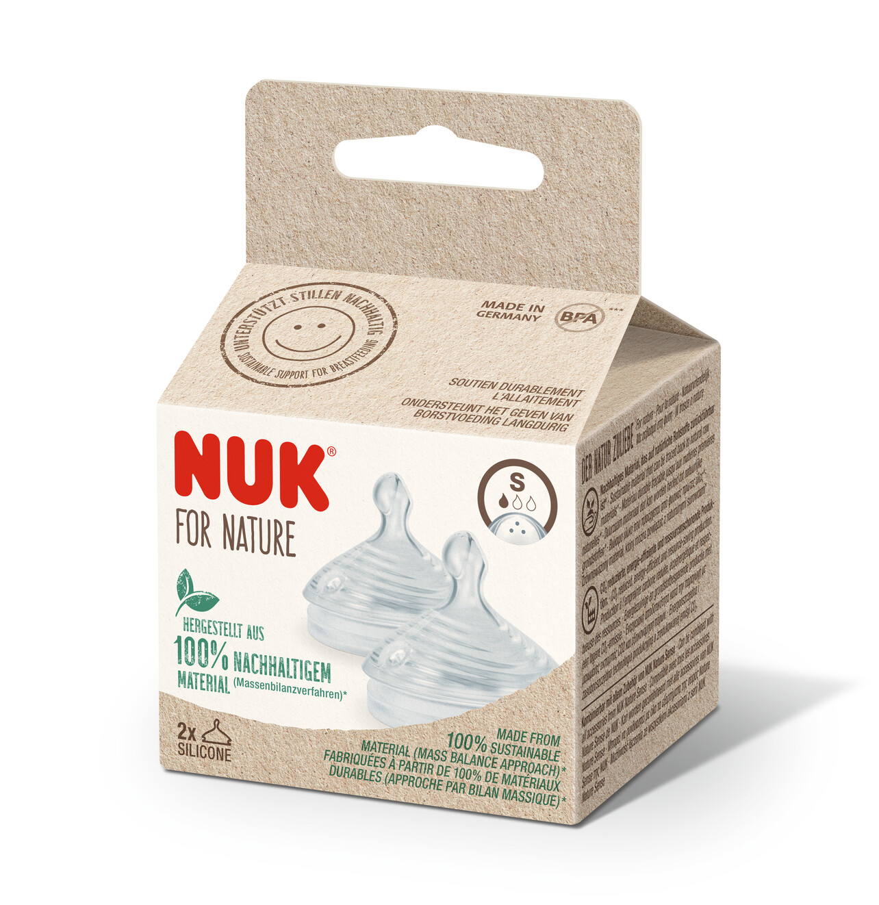Repuesto de Tetina de Silicona Nuk For Nature Orificio S 2 Unidades