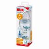 Mamadera First Choice Nuk 300ml con Tetina de Silicona M B Azul 0 a 6 Meses – Con Control de Temperatura