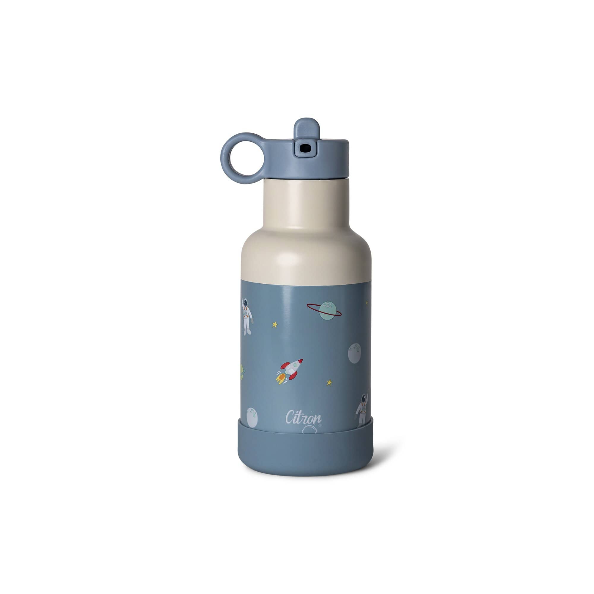 Botella Térmica de Acero Inoxidable 350ml Citron Nave Espacial Azul +1 año - Incluye 1 Cepillo de Limpieza, 1 Pajita Extra y Funda de Silicona