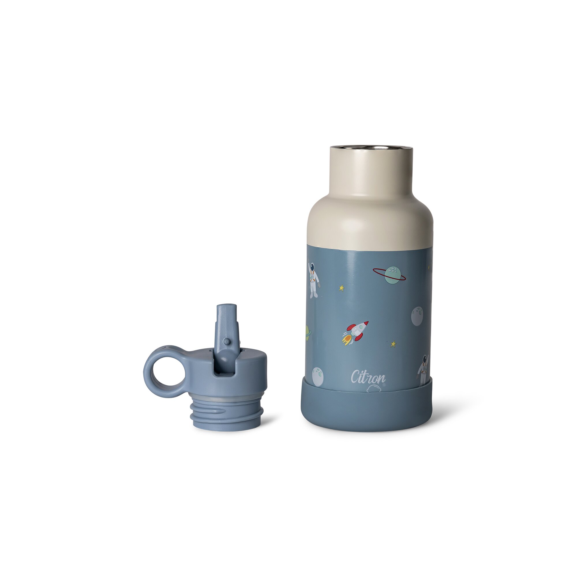 Botella Térmica de Acero Inoxidable 350ml Citron Nave Espacial Azul +1 año - Incluye 1 Cepillo de Limpieza, 1 Pajita Extra y Funda de Silicona - Imagen 3