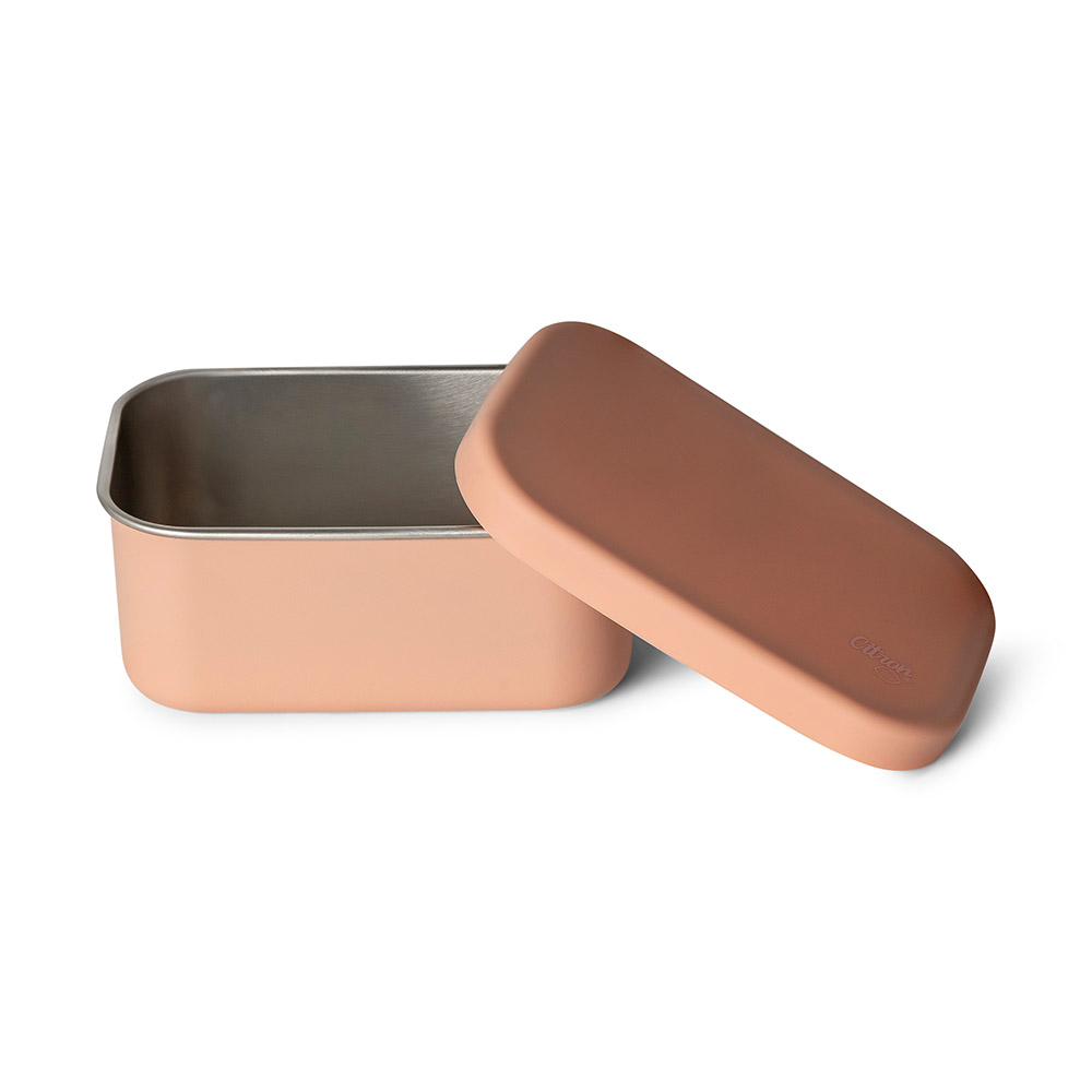Mini Caja Para Snacks de Acero Inoxidable Citron Rosa +18 meses
