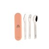 Juego de Cubiertos de Acero Inoxidable con Estuche de Silicona Citron Unicornio Rosa +3 años - Incluye 3 piezas