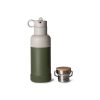 Botella Térmica de Acero Inoxidable 500ml Citron Verde +1 año – Incluye 1 cepillo de Limpieza, 1 Protector de Silicona, 1 Tapa de Bambú, 1 Tapa con Pajita y 1 Pajita adicional