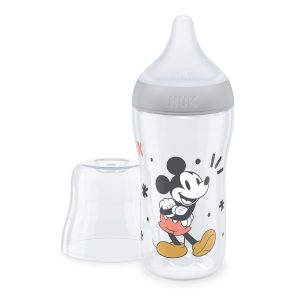 Mamadera Fisiológica Perfect Match Nuk 260ml Mickey Mouse Gris +3 meses - Con Tetina M
