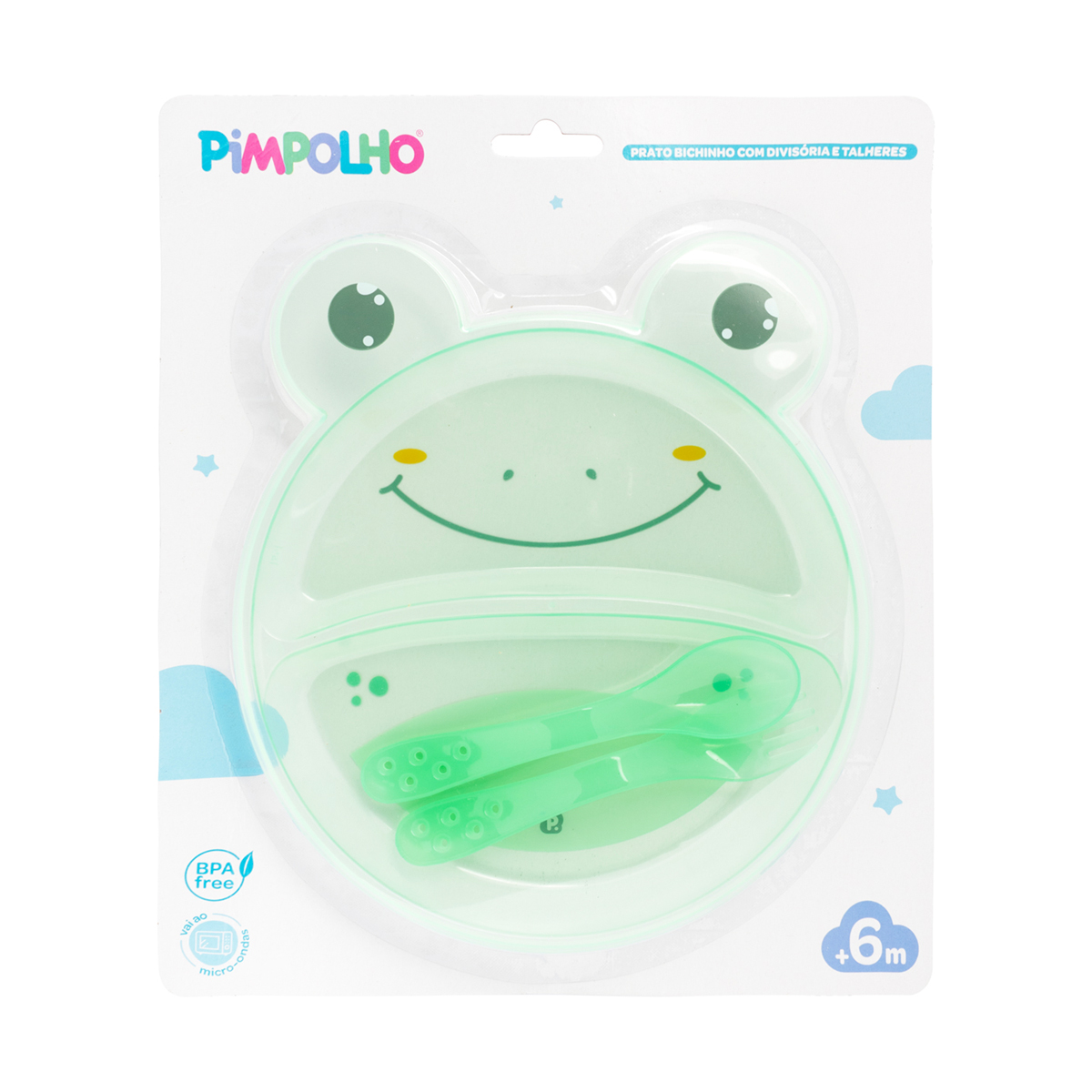 Plato con Divisiones y Cubiertos Pimpolho Verde - Imagen 3