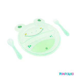 Plato con Divisiones y Cubiertos Pimpolho Verde