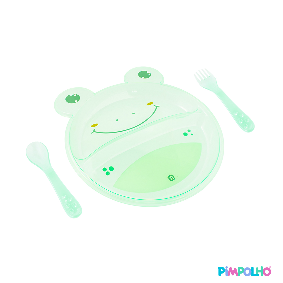 Plato con Divisiones y Cubiertos Pimpolho Verde