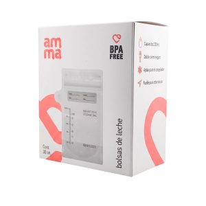 Bolsas para Leche Materna 200ml (30 Unidades) Amma - Pre Esterilizadas con Doble Cierre Ziploc